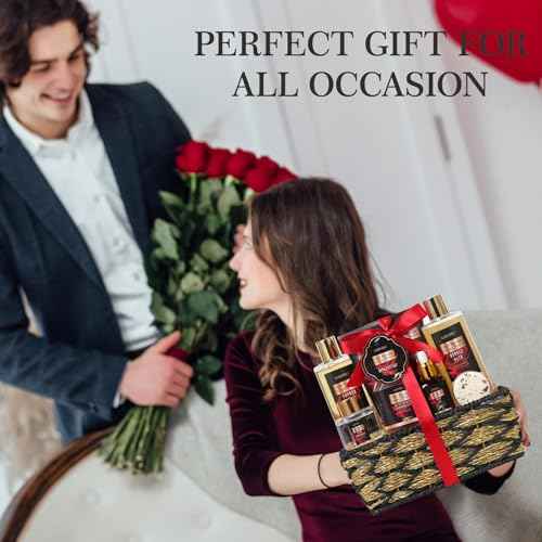 Birthday Gifts for Women, Spa Gift Baskets for Women, 14 Pcs Cherry Blossom & Rose Fragrance Spa Gifts for Mothers Day Gifts, Birthday Gifts for Wife, Self Care Kit