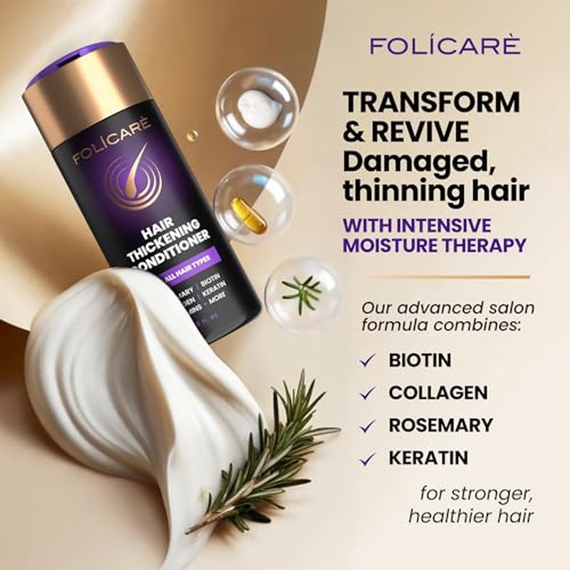 Biotin & Rosemary Thickening Conditioner ? Hair Growth & Volume for Thinning, Damaged or Curly Hair ? Deep Moisturizing, Split End Repair & Nourishing Care for Men & Women.