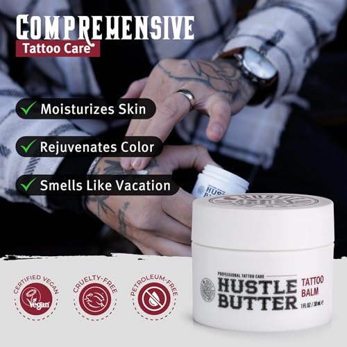 Hustle Butter Tattoo Aftercare Kit - Tattoo Balm, Antibacterial Soap, and Aftercare Wrap - TSA-Friendly Balm & Soap - Easy Removal, Mess-Free Wrap