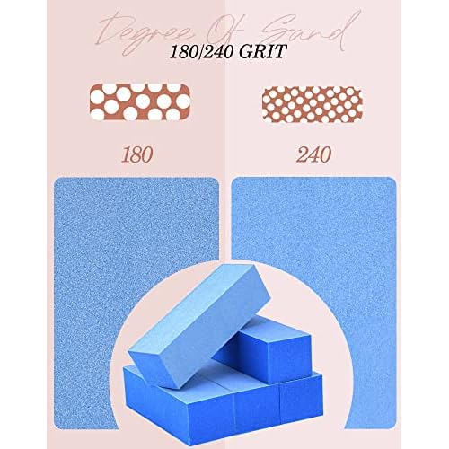 Maryton Nail Buffer Blocks, Fine Grit 180/240 Professional Salon Quality 3 Way Blue Buffing Blocks for Natural Nails - Buff Nails Prior to Application of Gel Polish, Acrylic, 5 Count