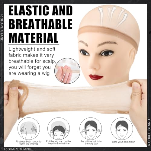10 Pack Set 2 Wig Head Stand with 5 PCS Wig Brush Comb Hat Wig Holder Set for for Travel Home Use
