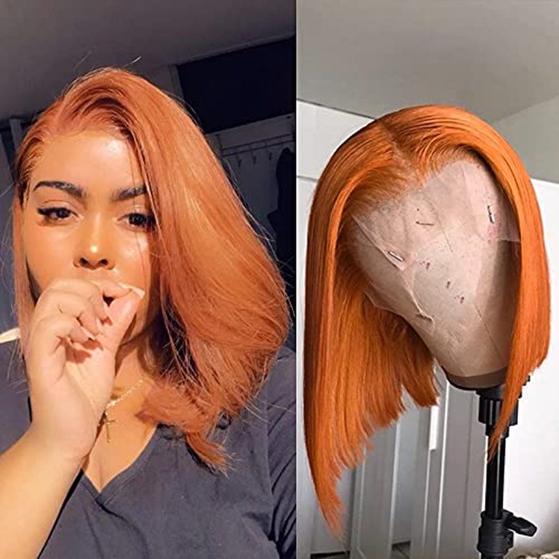 Ginger Orange Lace Front Wig - Human Hair 13x4 Pre-Plucked Bob | 150 Density, Glueless Style for Black Women