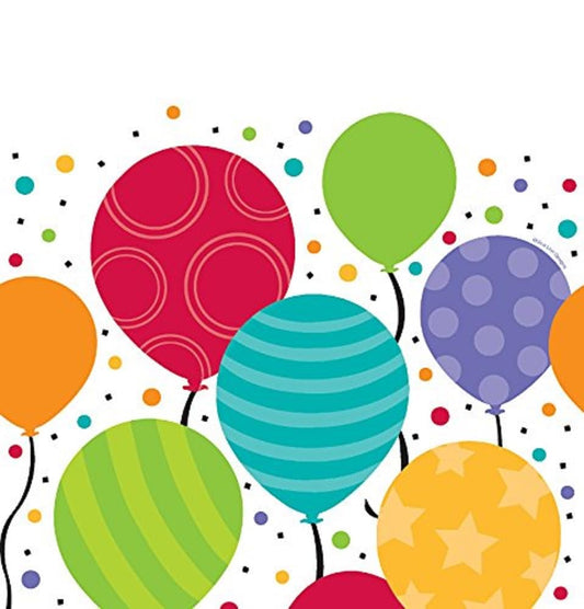 Creative Converting 721902 Balloons Celebrations Plastic Tablecover Table Cover, 48" x 88", Multicolor