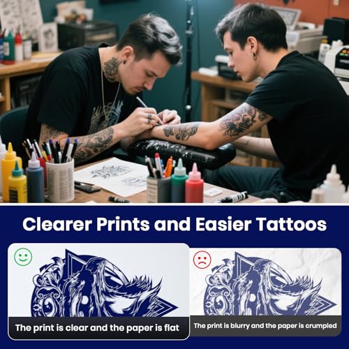 Tattoo Stencil Printer Machine for Tattoo Artists&Beginners,with 10pcs Tattoo Transfer Paper and Folded Paper,Compatible with Phone/Pc&Pad,Portable Inkless Thermal Wireless Printer