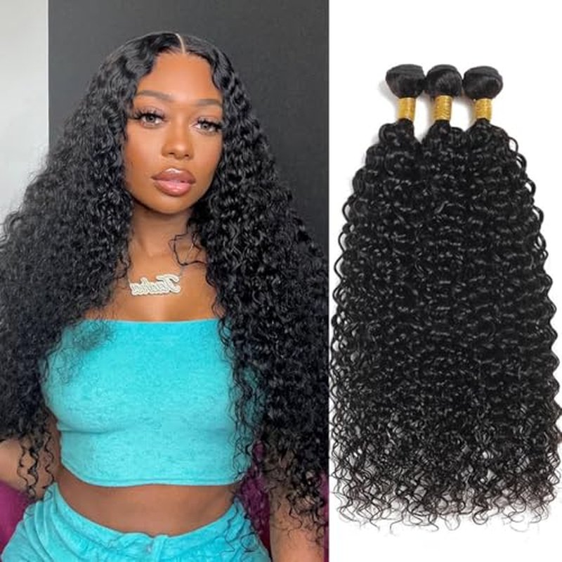 Human Hair Bundles Burmese Curly Bundles Human Hair Water Wave Curly Wet 24 26 28 inch 100% Unprocessed and Wavy Natural Black Color