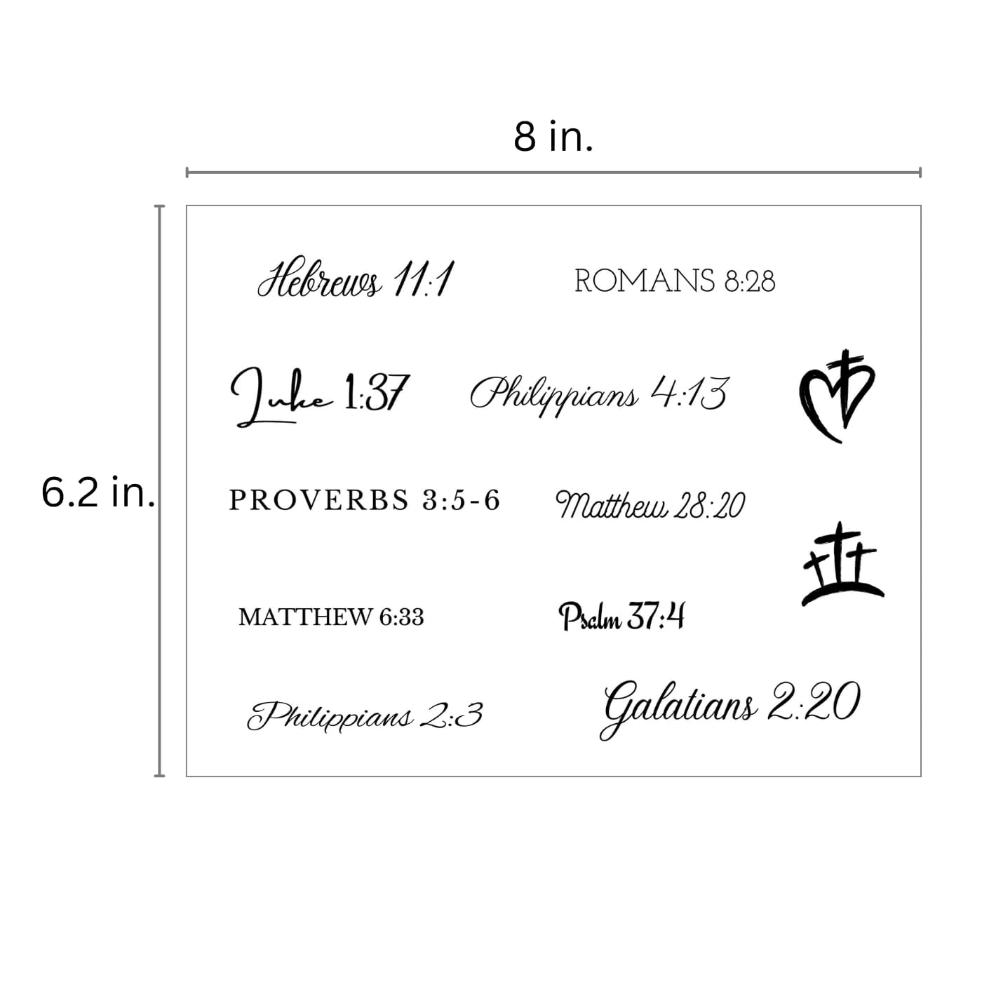 One Grace Foundations of Faith Christian Temporary Tattoos - Inspirational Scriptures Selections - Christian Motivational Bible Verse Words and Cross Tattoos
