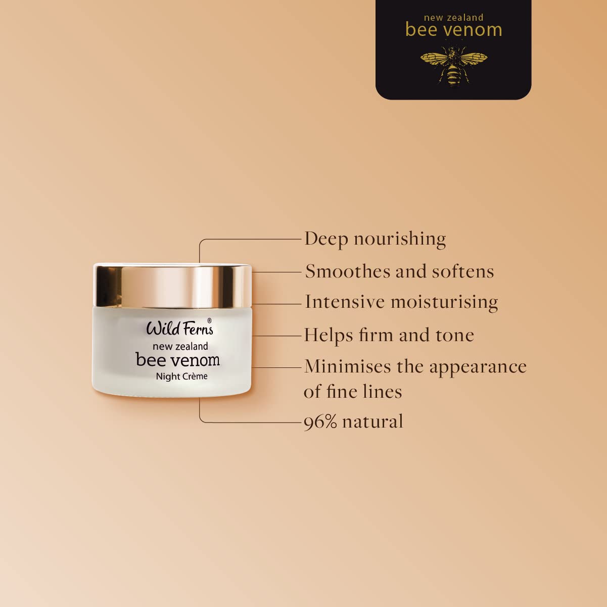 Wild Ferns Bee Venom Night Crème, 96% Natural, 47 grams