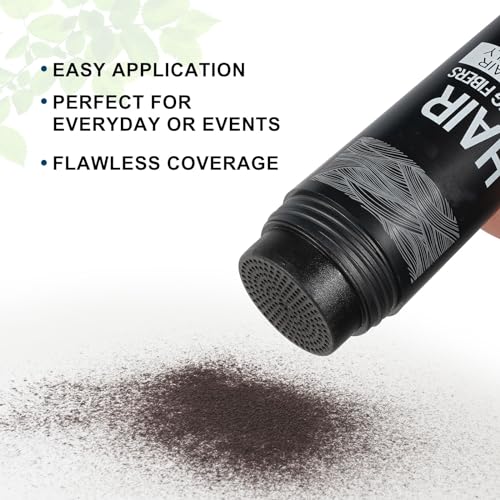 Hair Building Fibers for Thinning Hair with Spray Applicator Pump Nozzle - Natural & Undetectable,Instantly Thicker Fuller Hair Conceals Hair Loss 30 Sec,4 Shades for Men & Women,27.5g (Black)