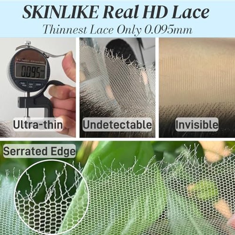 5x5 SKINLIKE 100% Real HD Lace Closure Body Wave Human Hair Closure 0.095mm Ultra-thin Invisible Swiss HD Lace Closure Pre Plucked Small Single Knots Brazilian Virgin Human Hair Closure 20inch