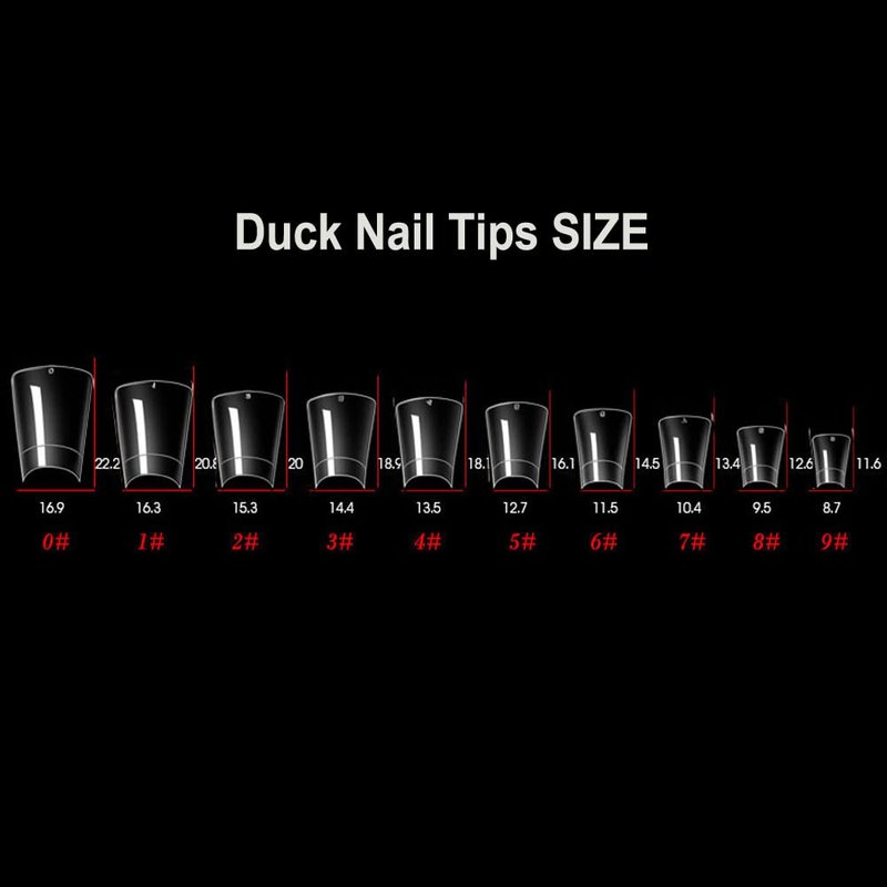 Clear Duck Nail Tips - 500PCS Flare Acrylic Nail Tips for DIY & Salons | 10 Sizes Available