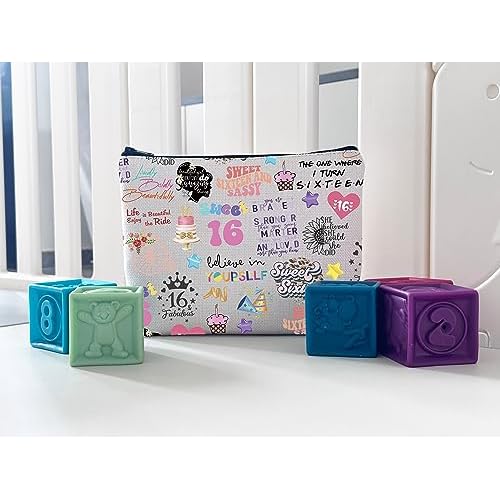 WCGXKO Happy 16th Birthday Gift Sweet 16 Birthday Hello 16 Canvas Zipper Pouch Bag (16 birthday)