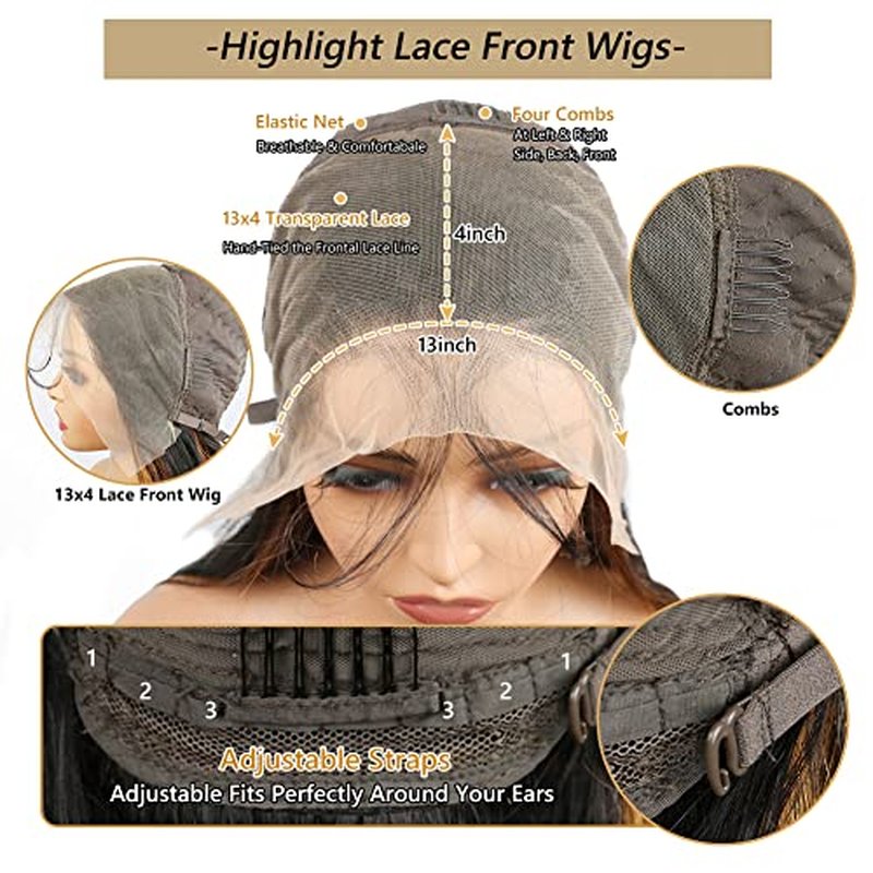 Highlight Ombre Lace Front Wig Human Hair 180 density 24 inch straight wigs human hair 13x4 lace front wigs human hair wigs for black women