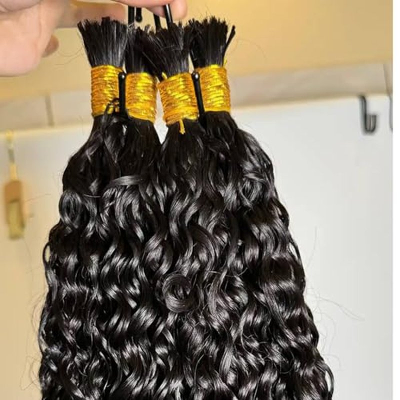 Pre Divided Bulk Human Hair for Boho Braids Deep Wave Bundles for Briding Brazilian Virgin Human Hair Curly Bulk Crochet Hair No Weft Extensions for Black Women 18Inch 640 Roots 200g