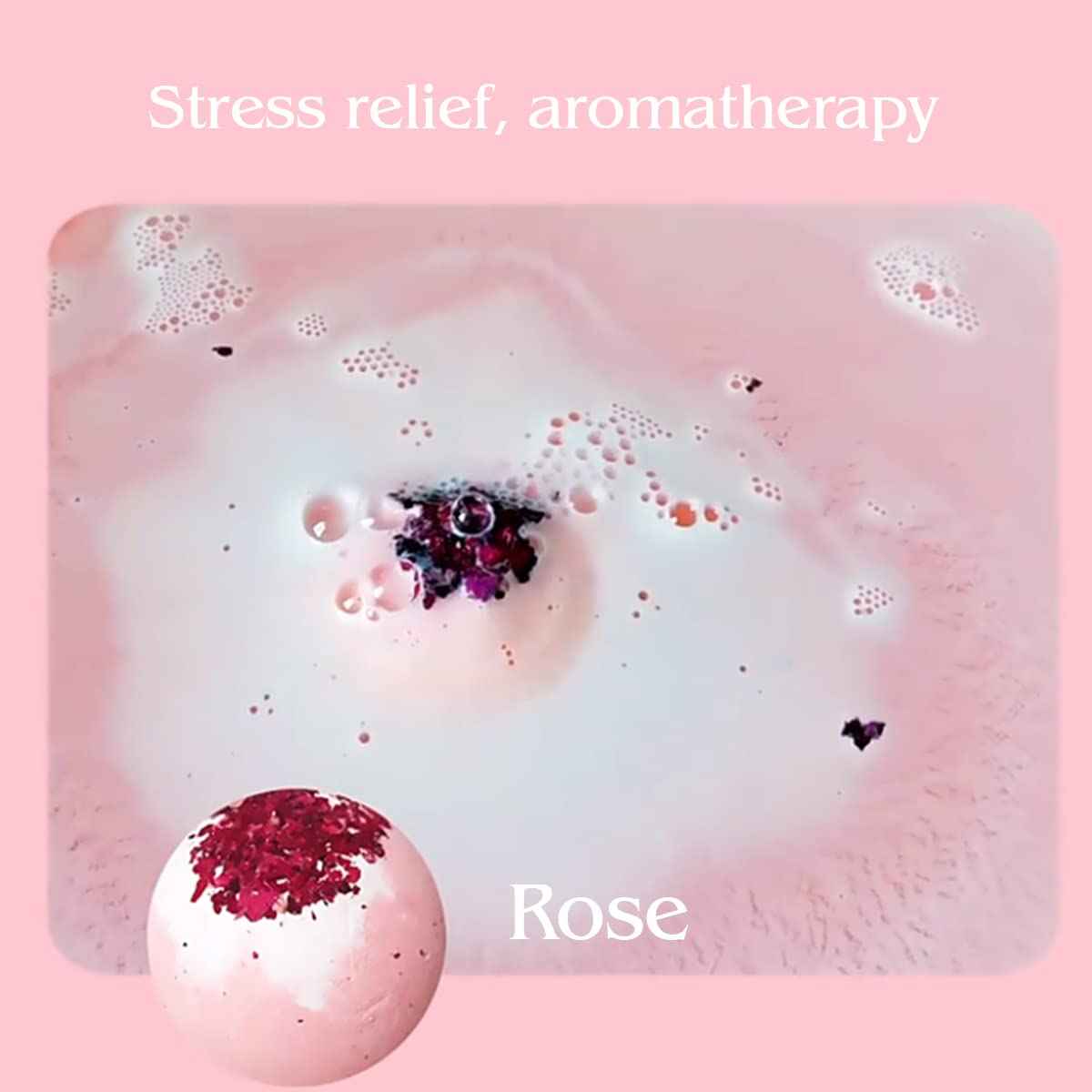 KASTU Dried Flower Bath Bombs Salt Balls,4-Pack Gift Set,Rose Extract Essential Oils,Moisturizing Dry Skin,Fizzy Spa,Relaxation,Self Care,Relaxing,Bubble Bath Bomb Gifts Idea for Men Women