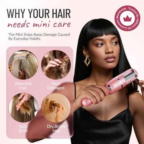 Split Ender Mini ? Original Cordless Split End Hair Trimmer for Dry, Damaged, Brittle, Curly, Frizzy, or Straight Hair ? Battery Operated Home Styling Tool for Split Ends (Battery-Powered, Light Pink)