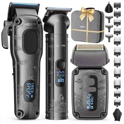 Hair Clippers & Trimmers Set for Men Professional, Waterproof Electric Razor Foil Shaver for Men Face Beard, Cordless for Hair Cutting, 4-Speed Setting, LED Battery Display, Barber or Home Use
