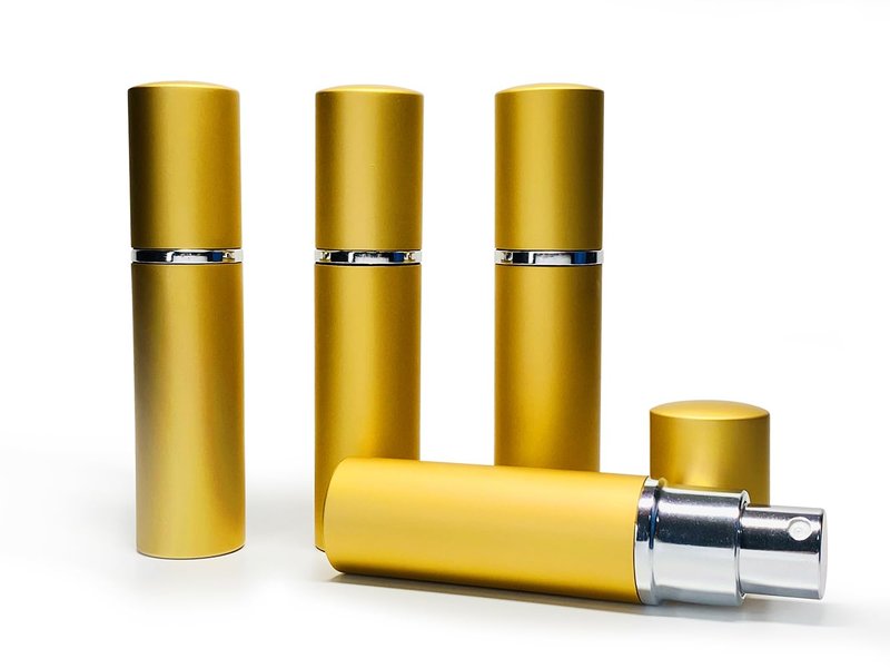 Portable 10ML Travel Perfume Atomizer Spray Bottles - 20 Pack Metal Gold Set
