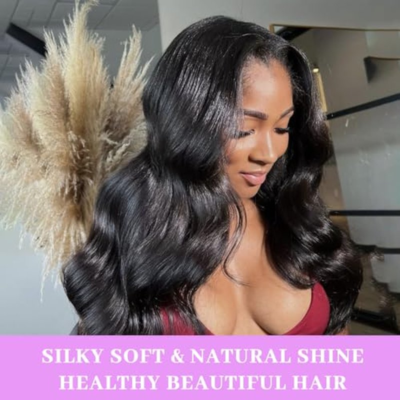 18 20 22 Inch Real Human Hair Bundles Body Wave 3 Bundles Unprocessed Natural Black Remy Body Wave Brazilian Virgin Cambodian Hair Wavy, 1b, No Tangle No Shedding, True to Length
