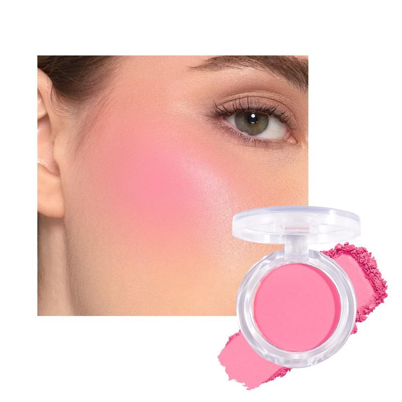 HHLTOH Matte Powder Blush for Cheeks – Long Lasting Natural Face Blusher Makeup, Lightweight Blendable Cheek Color for Women, Vegan & Cruelty-Free – #01 Pale Pink