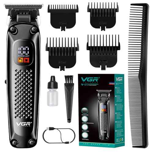 VGR 972 Professional Hair Trimmers, Precision Beard Trimmer for Men, Cord/Cordless and Rechargeable with LED Display
