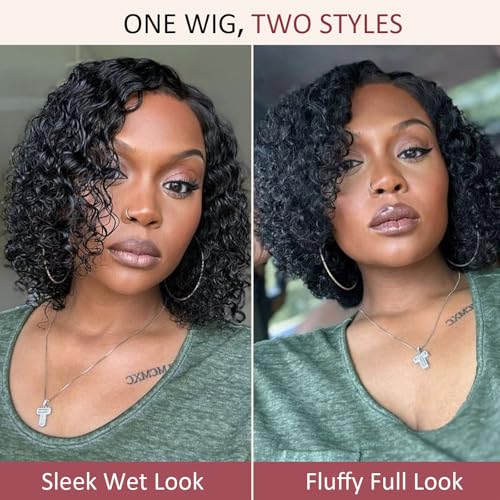 yosly Wear and Go Glueless Wig Human Hair Pre Plucked Pre Cut Deep Wave Bob Wig Human Hair Lace Front Wigs for Black Women Upgraded 4x4 Lace Closure Wigs Human Hair for Women 12 INCH (Natural Color)