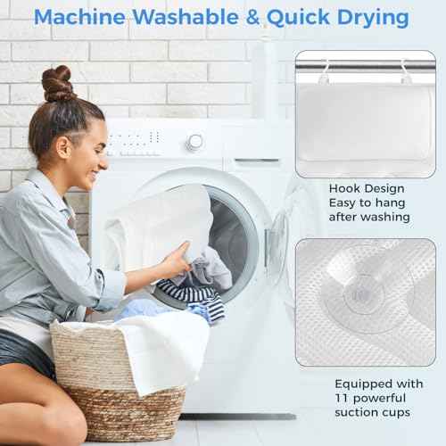 Full Body Bath Pillow for Tub, Soft Bathtub Pillow for Neck and Back Support, Washable 4D Mesh Bathtub Cushion with 11 Non-Slip Suction Cups, White