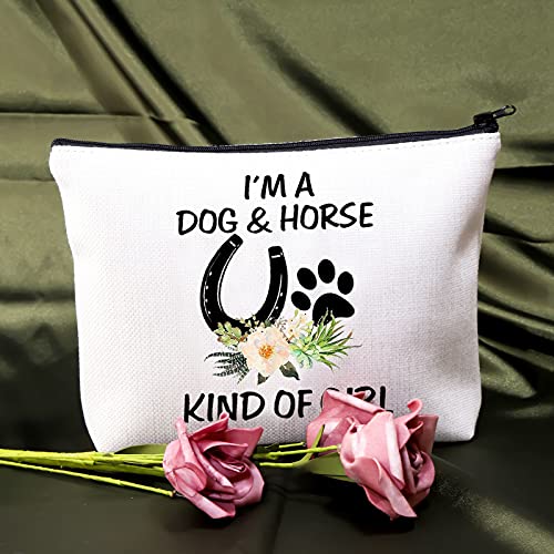 BDPWSS Dog & Horse Lover Gifts: Makeup Bags for Women & Girls - Paw Print Horseshoe Gift for Dog Mom & Cowgirl Equestrian