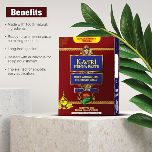 Kaveri Henna Cones 12 pack - Indian Henna Paste For Hair - Natural Dark Brown Red henna cones Organic - Temporary Henna Tattoo - Long Lasting Ready To use Tattoo Cones