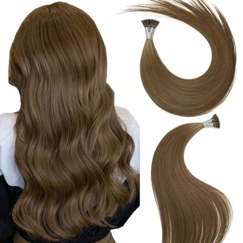 Nano Hair Extensions Human Hair 7#-ChocolaNanoe Brow 22inch 40G/40S/Pack Nano Bead Hair Extensions Human Hair Nano Ring Hair Long Straight For Women