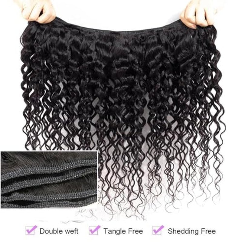 Curly Bundles Human Hair 3 Bundles Curly Human Hair Bundles 100% Unprocessed Virgin 12A Curly Bundles Double Weft Natural Black (20 22 24inch)