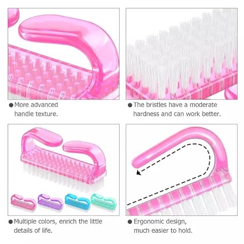 4 Pcs Nail Brush for daily Use - 4 Different Kinds of Fingernail brush with Plastic Handle Nail brush for cleaning Fingernails - Easy to use Nail Scrub brush - Nail Cleaner Nail brushes for Hands Feet