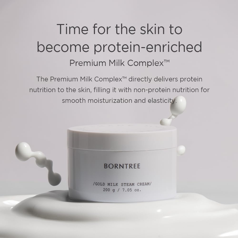 BORNTREE Gold Milk Steam Cream 7.05 oz Moisturizer for Face and Body