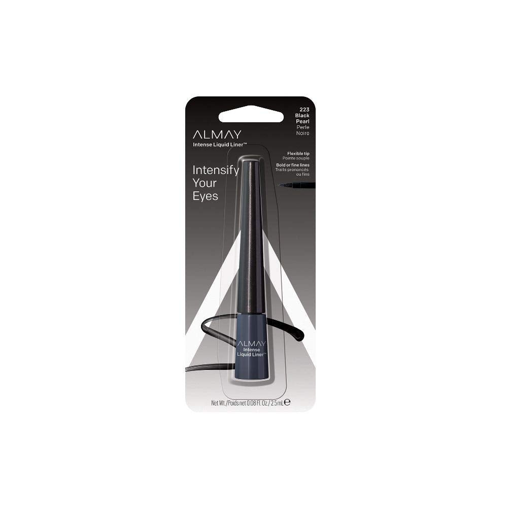Almay Intense Liquid Eyeliner - Waterproof, Longwearing, Hypoallergenic | 223 Black Pearl, 0.08 oz
