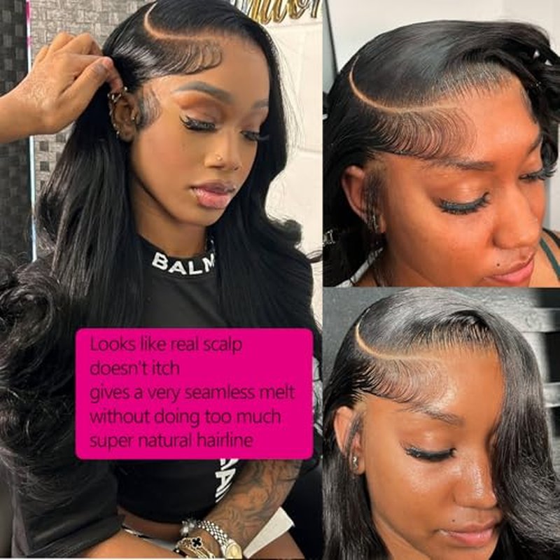 SIFULAN 13x4 Body Wave Lace Front Wig Human Hair 180% Density HD Transparent Lace Front Wig Pre Plucked Body Wave Frontal Wigs Human Hair for Black Women 28 inch Glueless Wig Natural Color