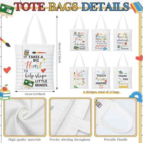 Paterr 12 Pcs Christmas Teacher Appreciation Gift for Women Christmas Gifts Ideas Basket Filler Canvas Teacher Tote Bag with Makeup Bag Notebook Style for Office School Classroom Supplies