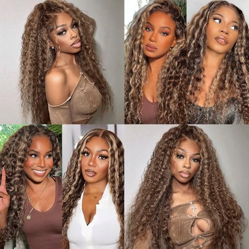 Highlight Bundles P4613 Loose Deep Wave Human Hair Bundle Ombre Brown 3 Bundles 28 28 28 Inch Two Tone Chocolate Brown Mixed With 613 Blonde Bundle 300G