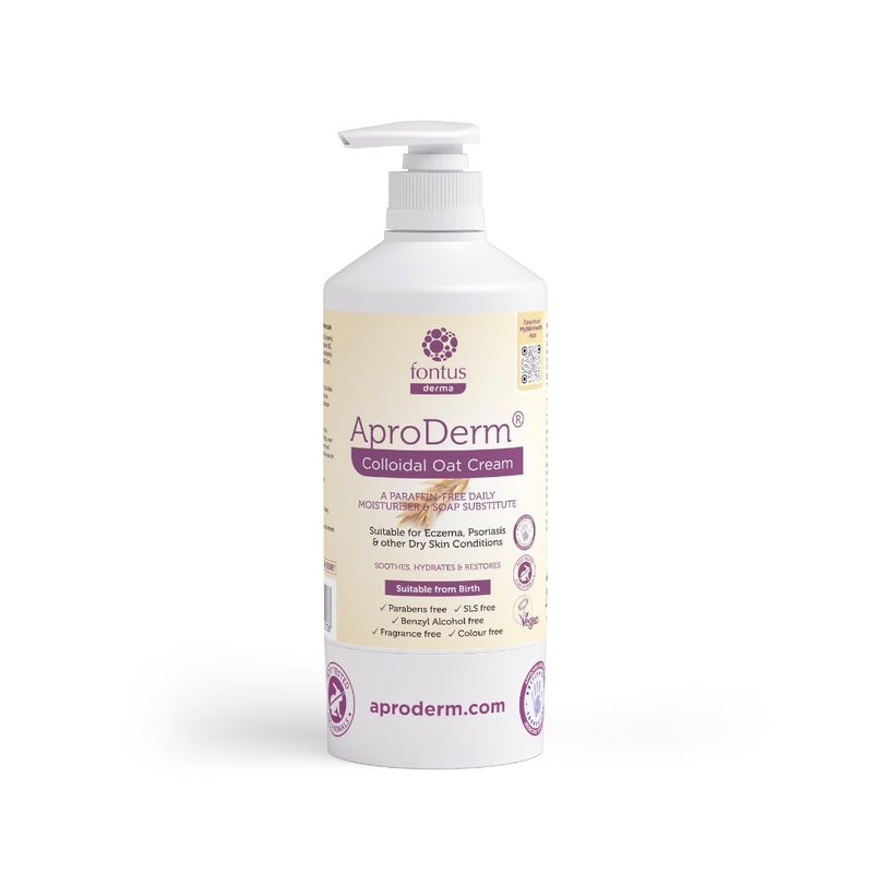 Aproderm Colloidal Oat Cream - 500ml Pump | Paraffin-Free Moisturizer for Dry Skin, Eczema & Psoriasis