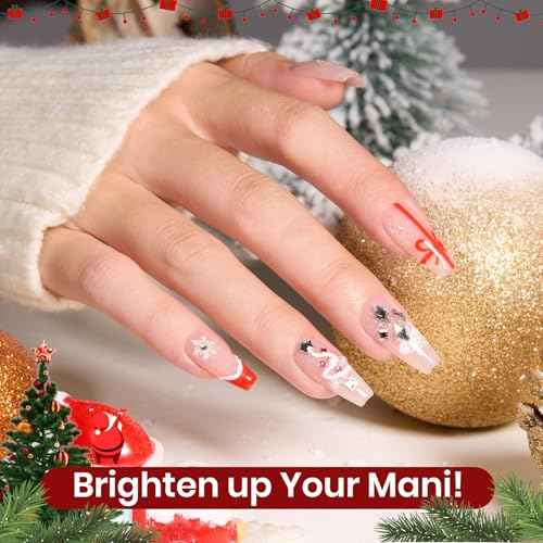 Beetles Merry Glow Christmas Gel Polish Set - 8 Holiday Colors Gel Nail Gift Box with Base&Top Coat, White Red Gold Silver Cat Eye Nude Nail Kit, Uv Led DIY Salon Manicure Kit Beauty Gifts for Women