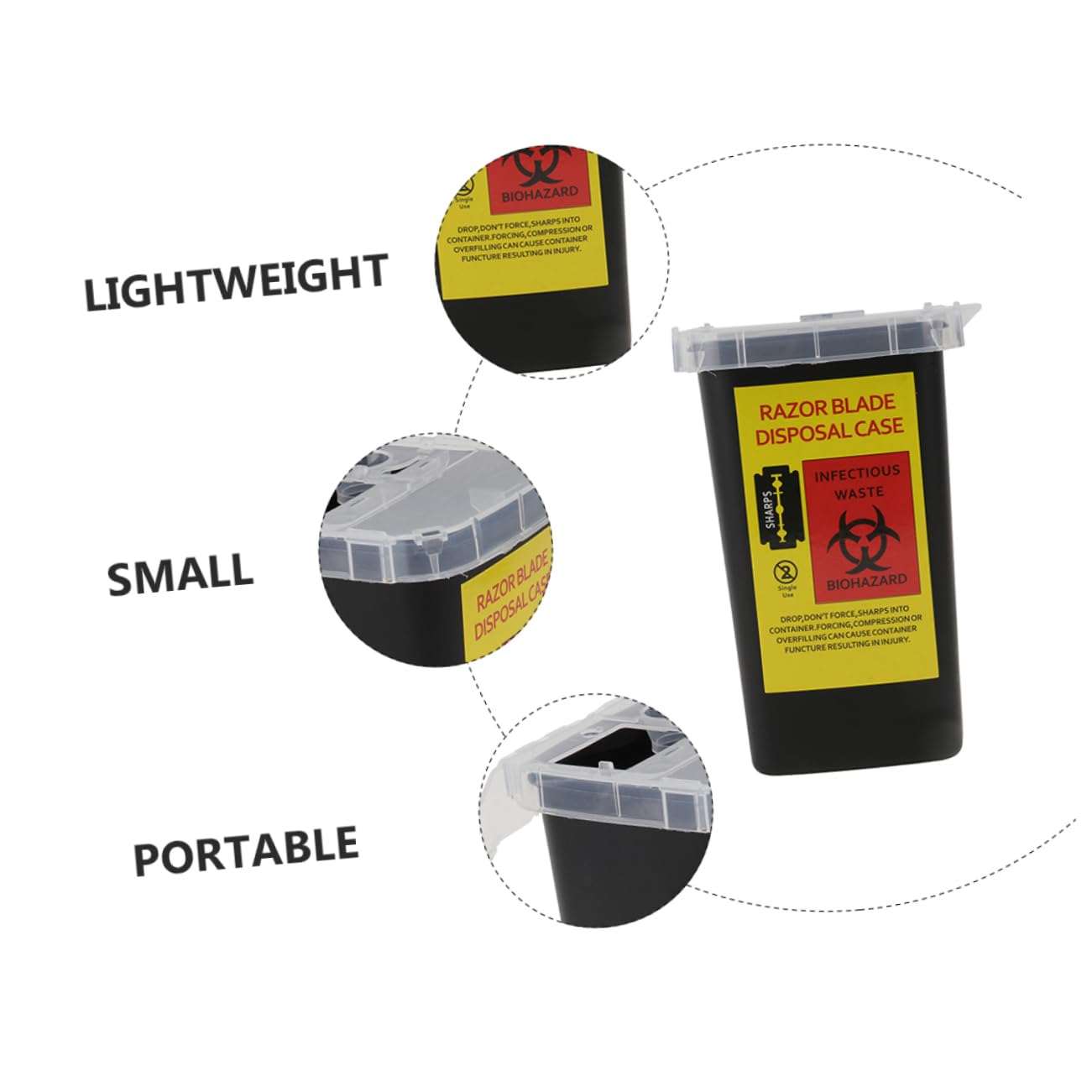 Portable Shaving Blade Storage Boxes - Lightweight & Reusable Razor Waste Containers | Black Design (Pack of 2)