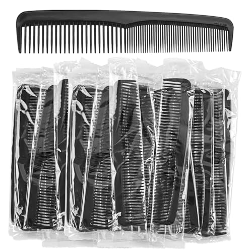 Combs in Bulk Individually Wrapped, 300 Pack Black Plastic Double Tooth Hair Pocket Comb for Homeless, Charity, Care Pack