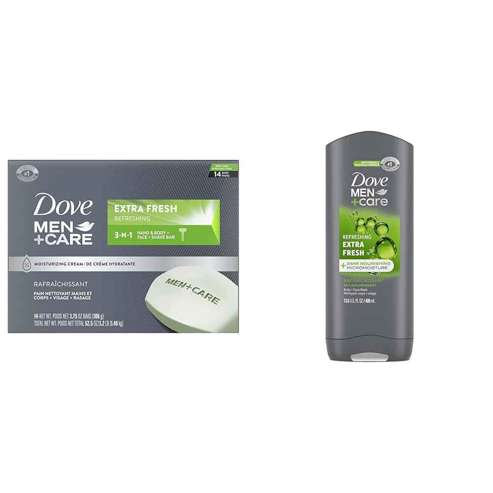 DOVE MEN + CARE Bar 3 in 1 Cleanser and Body Wash for Fresh, Healthy Skin - 14 Count