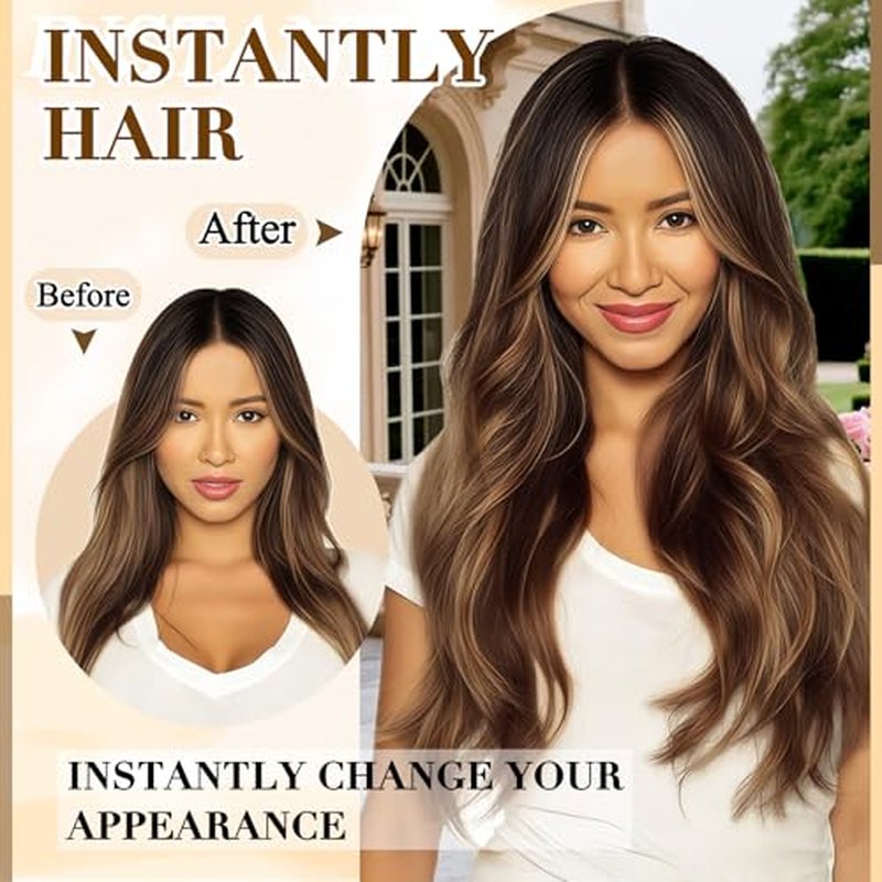 Clip in Hair Extensions Real Human Hair, 22 inch 110g, Balayage Invisible Remy Human hair Clip in Extensions for Women Seamless Straight 8Pcs Double Weft Chocolate Brown to Caramel Blonde