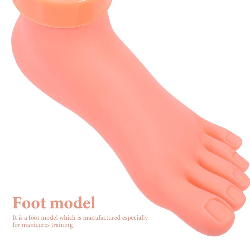FRCOLOR Nail Art Practice Foot Model 12.99X5.11X3.14In Soft Silicone Pedicure Training Tool with Insertable Nail Tips Lightweight Mannequin for Manicure Skill Development