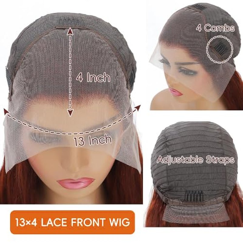 Reddish Brown Lace Front Wigs Human Hair 13x4 HD Body Wave Lace Front Wig Pre Plucked 180 Density Lace Frontal Wigs 33# Color Brown Auburn Human Hair Wig for Women 20 Inch
