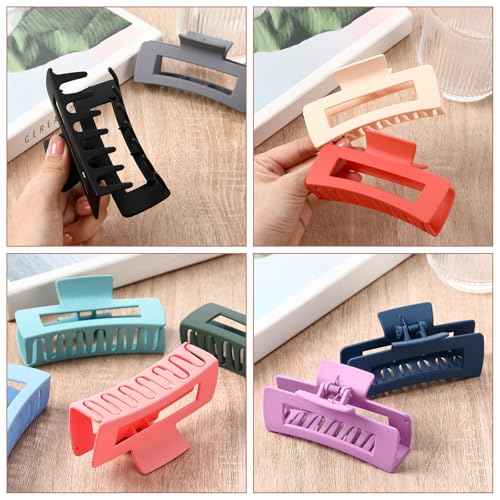 Hoteam 36 Pcs 4.1 Inch Large Hair Claw Clips Bulk Rectangular Big Hair Claws Matte Nonslip Banana Clip Strong Hold Plastic Barrettes for Women Gifts Accessories, 18 Colors