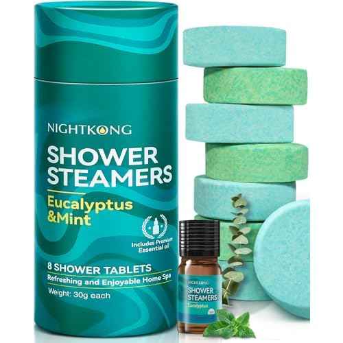 Eucalyptus Mint Shower Steamers - 8 Packs with 5ml Essential Oil, Eucalyptus for Shower, Birthday Gifts for Women Men, Christmas Gifts Stocking Stuffers for Women, Men, Self Care Spa Gifts for Women