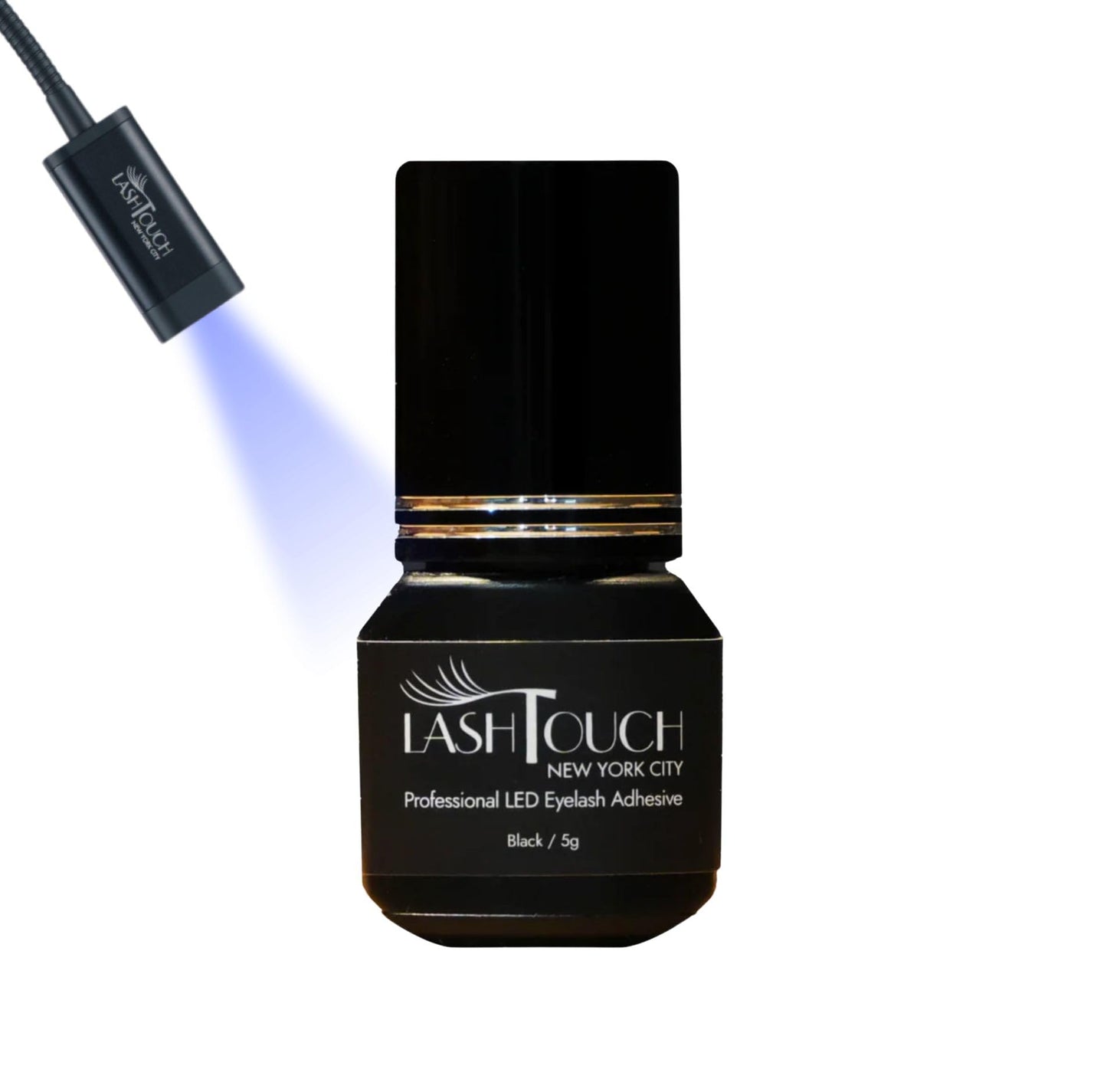 LASHTOUCH LED UV Gel Eyelash Extension Adhesive 5ml / Black LED Gel Lash Glue with LED Lamp Curing/Retention up to 10 Weeks/The Best Eyelash Salon in New York Designed