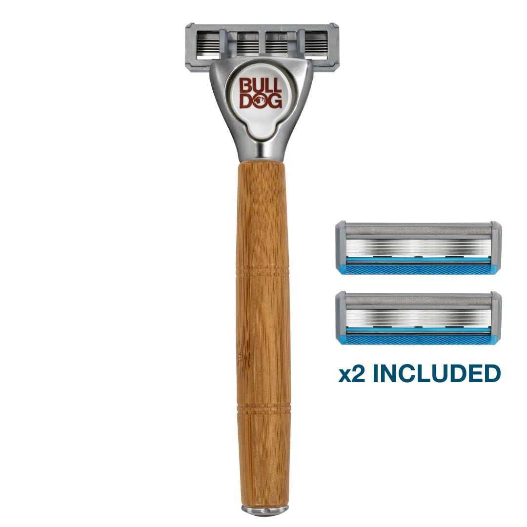Bulldog Skincare - Sensitive Bamboo Razor Smooth Glide Razor Handle + 2 Blade Refills