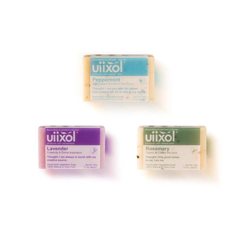 Handmade Soap Bars - Set of 3 with Lavender, Peppermint & Rosemary | 3.5 oz Each