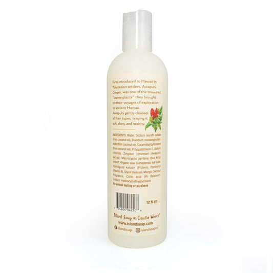 Island Soap & Candle Works Awapuhi Mango Coconut Shampoo – 12 Ounce Moisturizing Hawaiian Shampoo – Gentle Daily Cleanser with Tropical Mango & Coconut Scent – Handmade in Hawaii